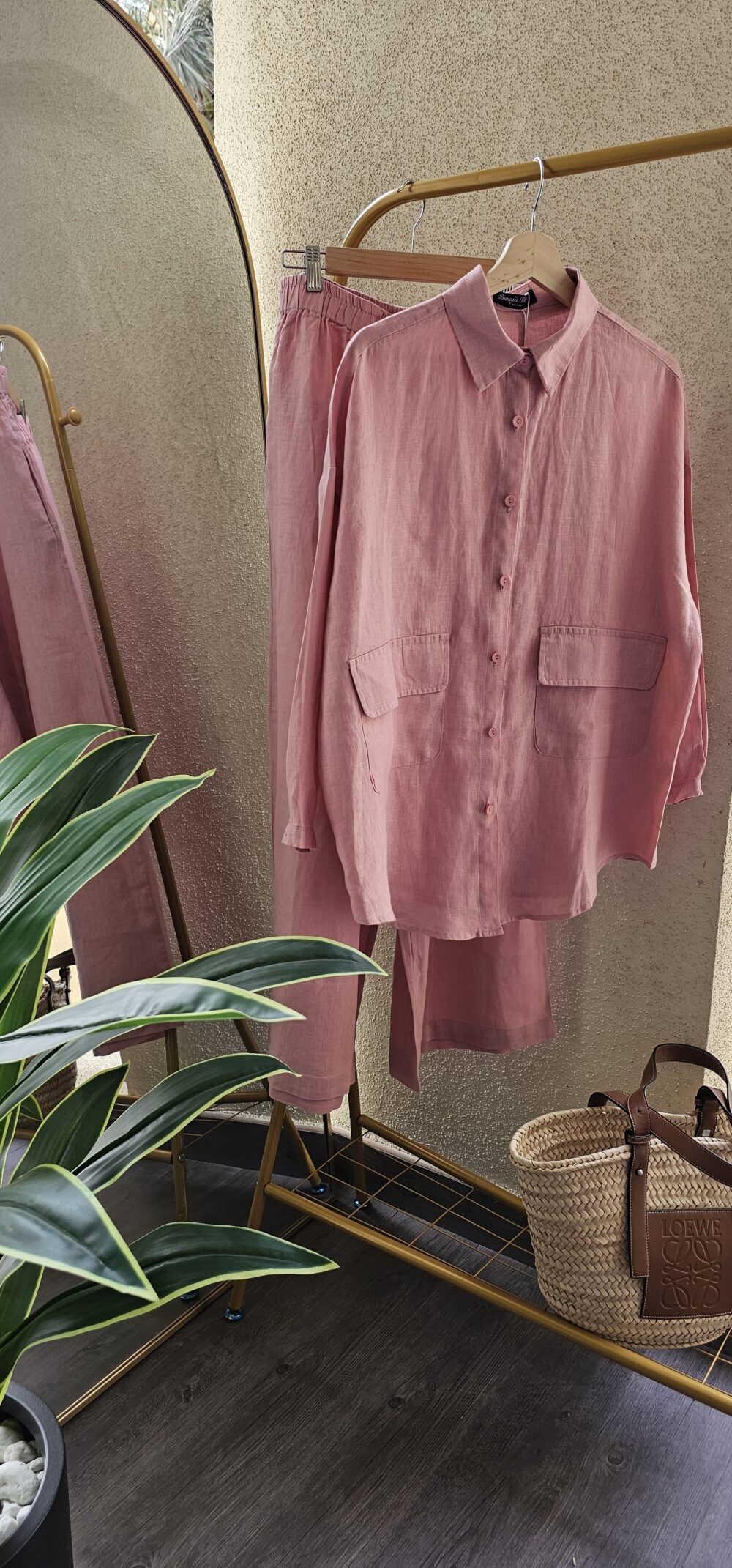 Pink Linen Set (double pockets) - Image 3